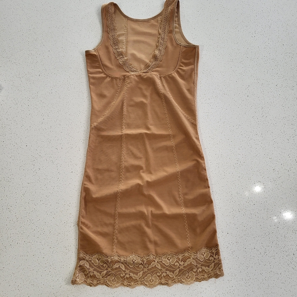 Daisy Fuentes Shapewear Slip Dress Nude Lace Bodycon Lingerie M
